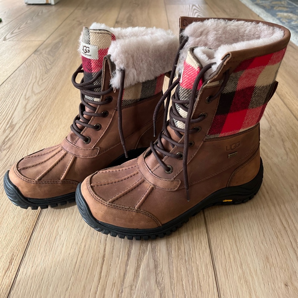 UGG Tan and Red Checkered Boots